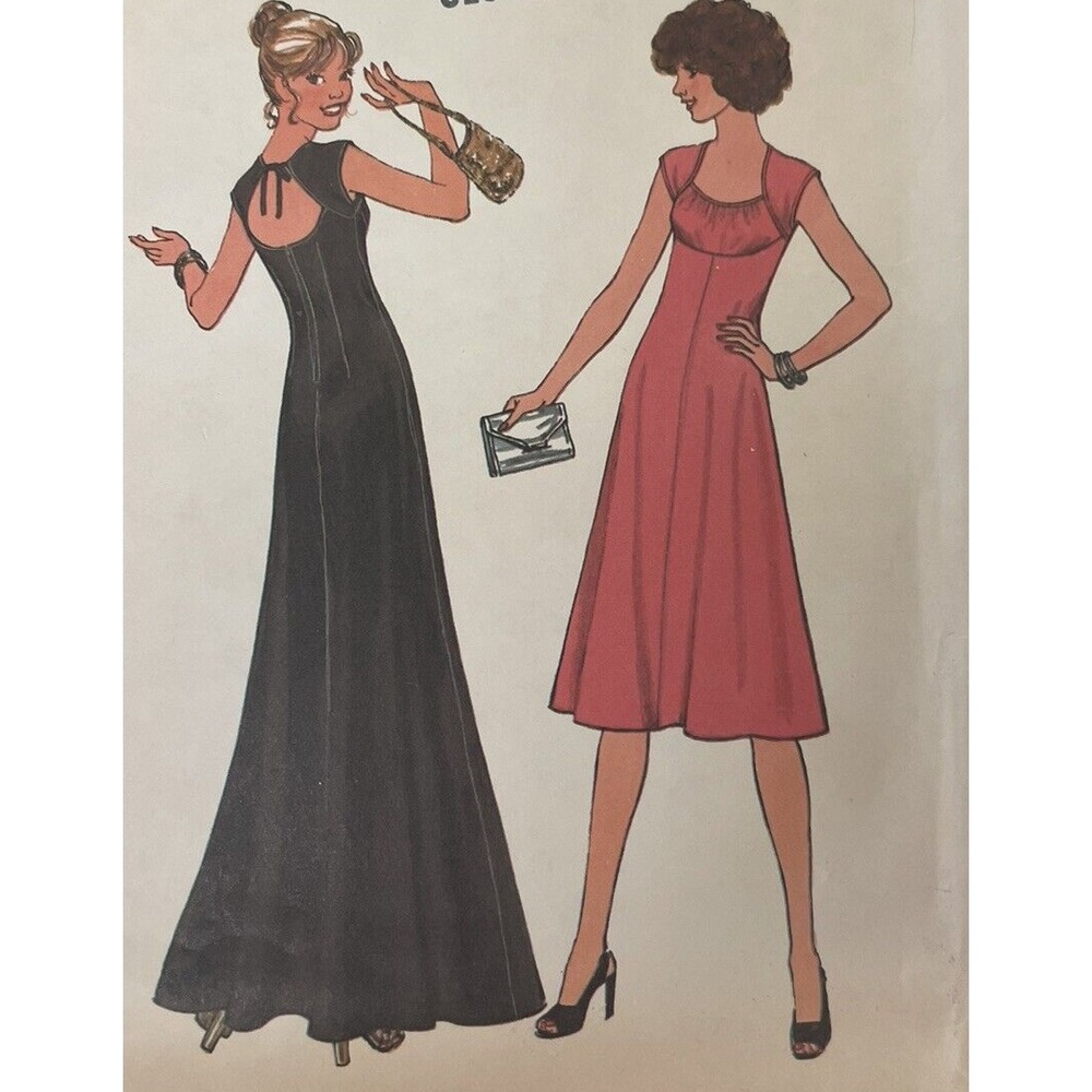 ⚜️Simplicity # 7806  Vtg 1976‎ Fitted Dress in 2 Lengths Sz 10